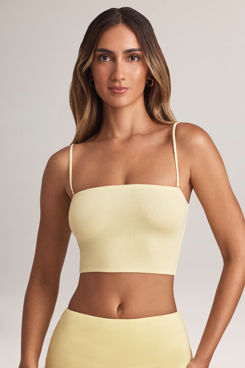 Chic Modal Strapless Crop Top in Lemon