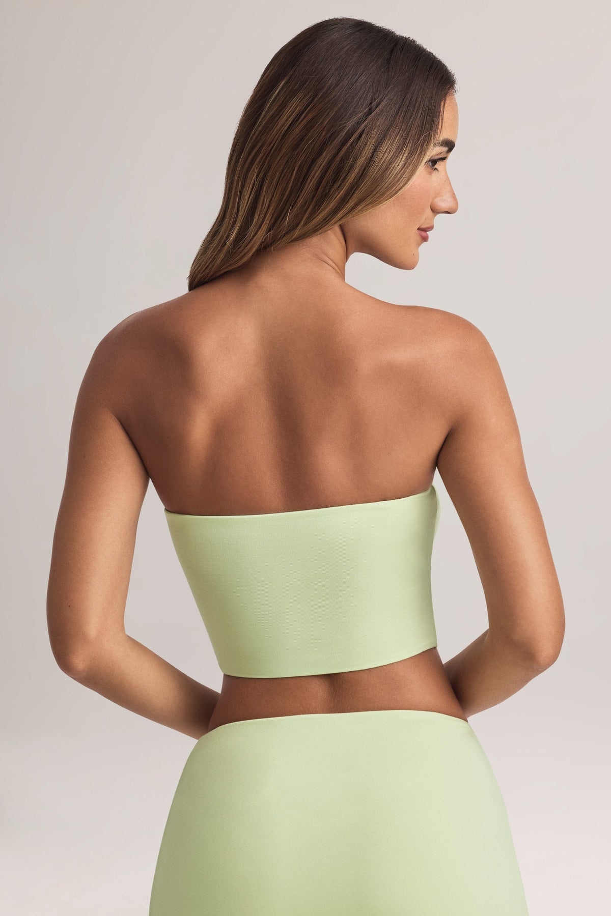 Chic Modal Strapless Crop Top in Lime
