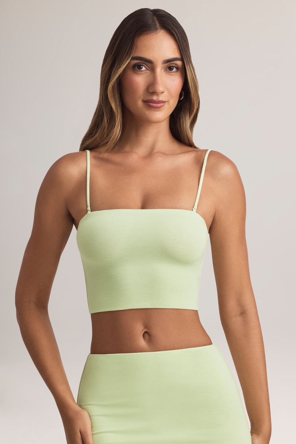 Chic Modal Strapless Crop Top in Lime