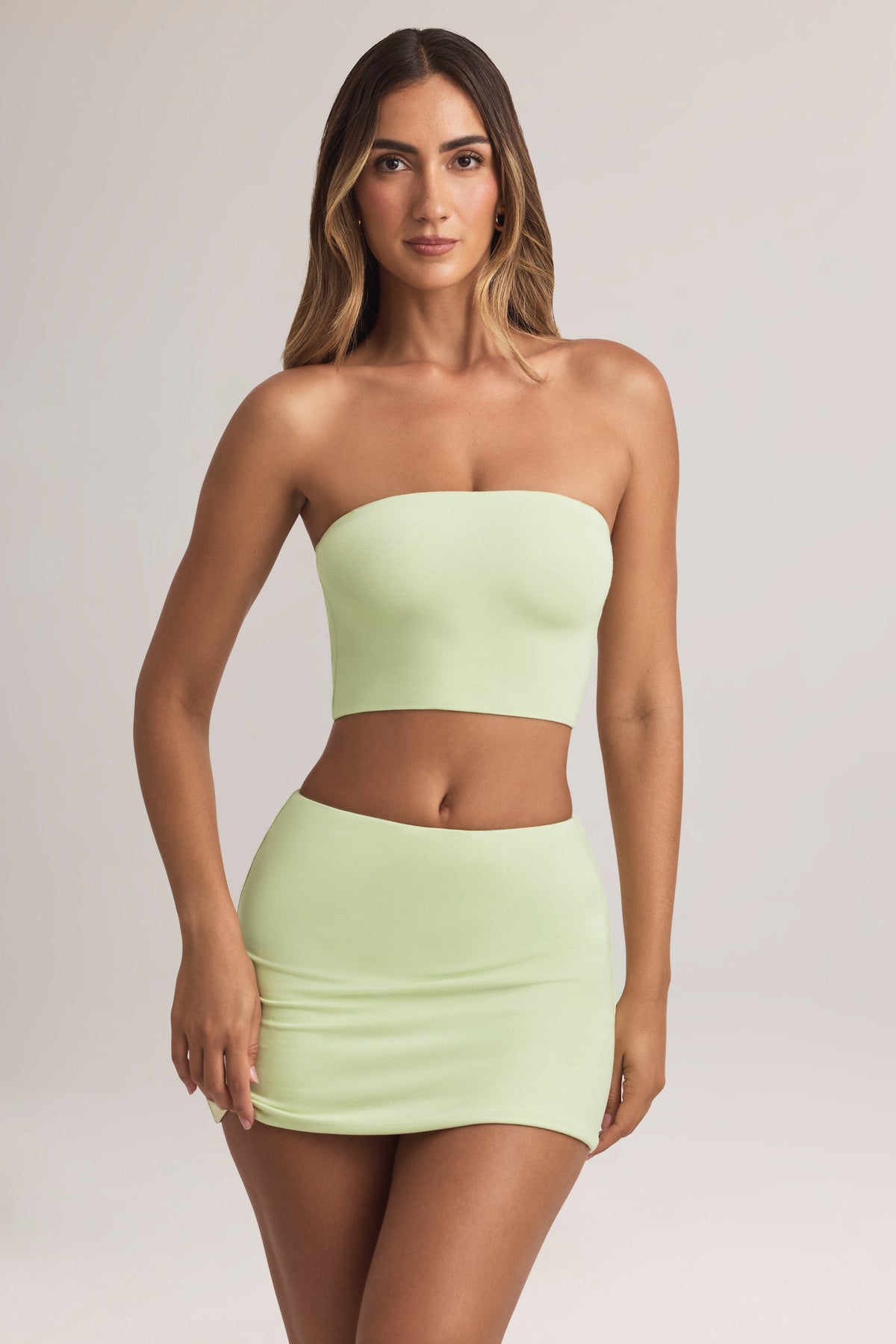Chic Modal Strapless Crop Top in Lime