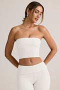 Chic Modal Strapless Crop Top in White