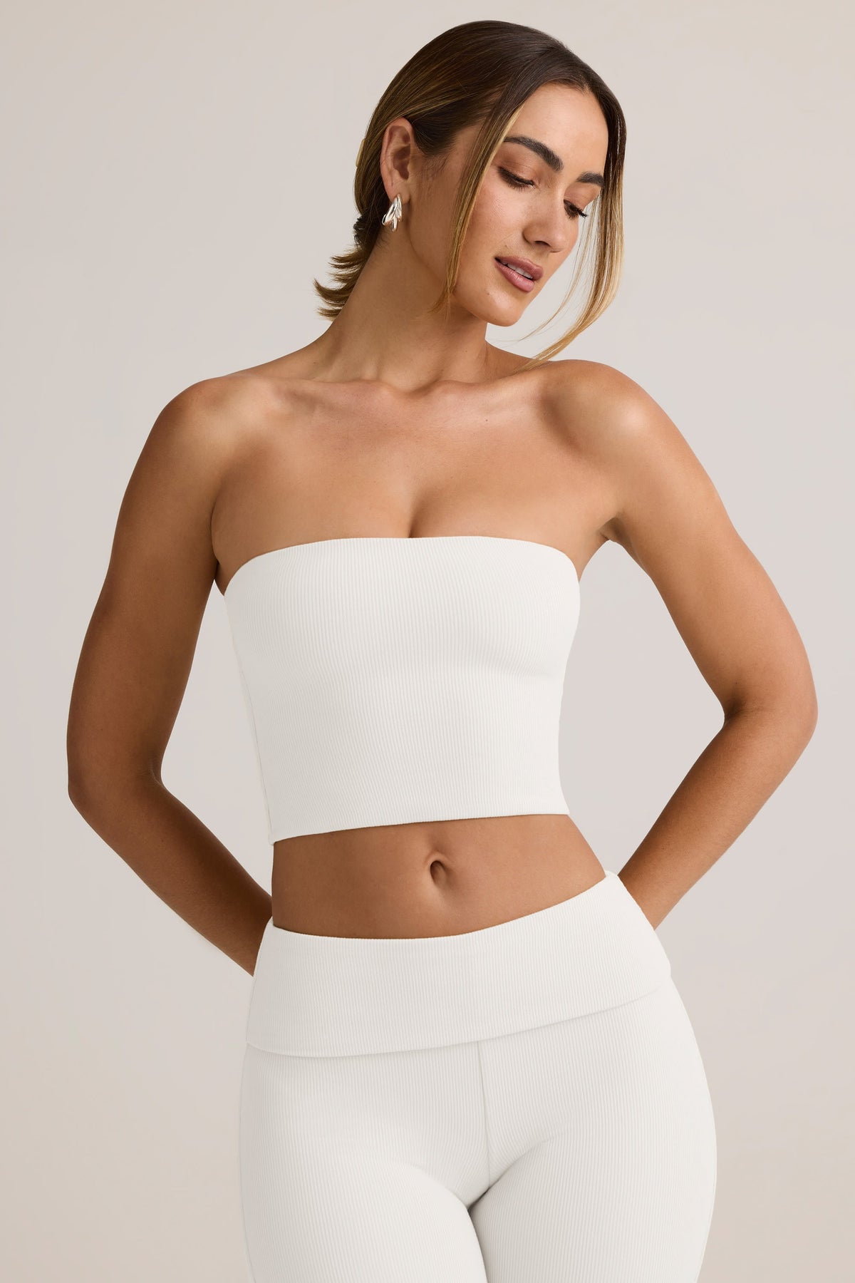 Chic Modal Strapless Crop Top in White