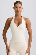 Chic Halterneck Open-Back Tank Top in Vanilla