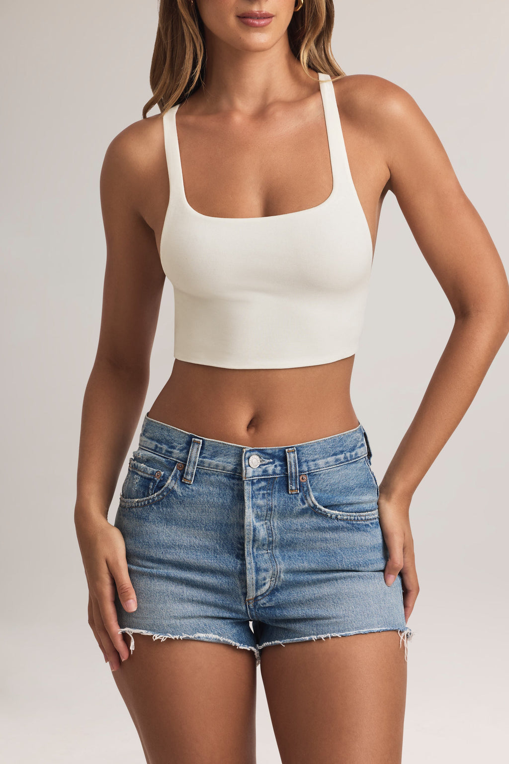 Chic Modal Cross-Back Tank Top in White